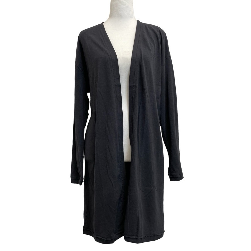 Karen Neuburger Gray Long Line Open Front Cardigan